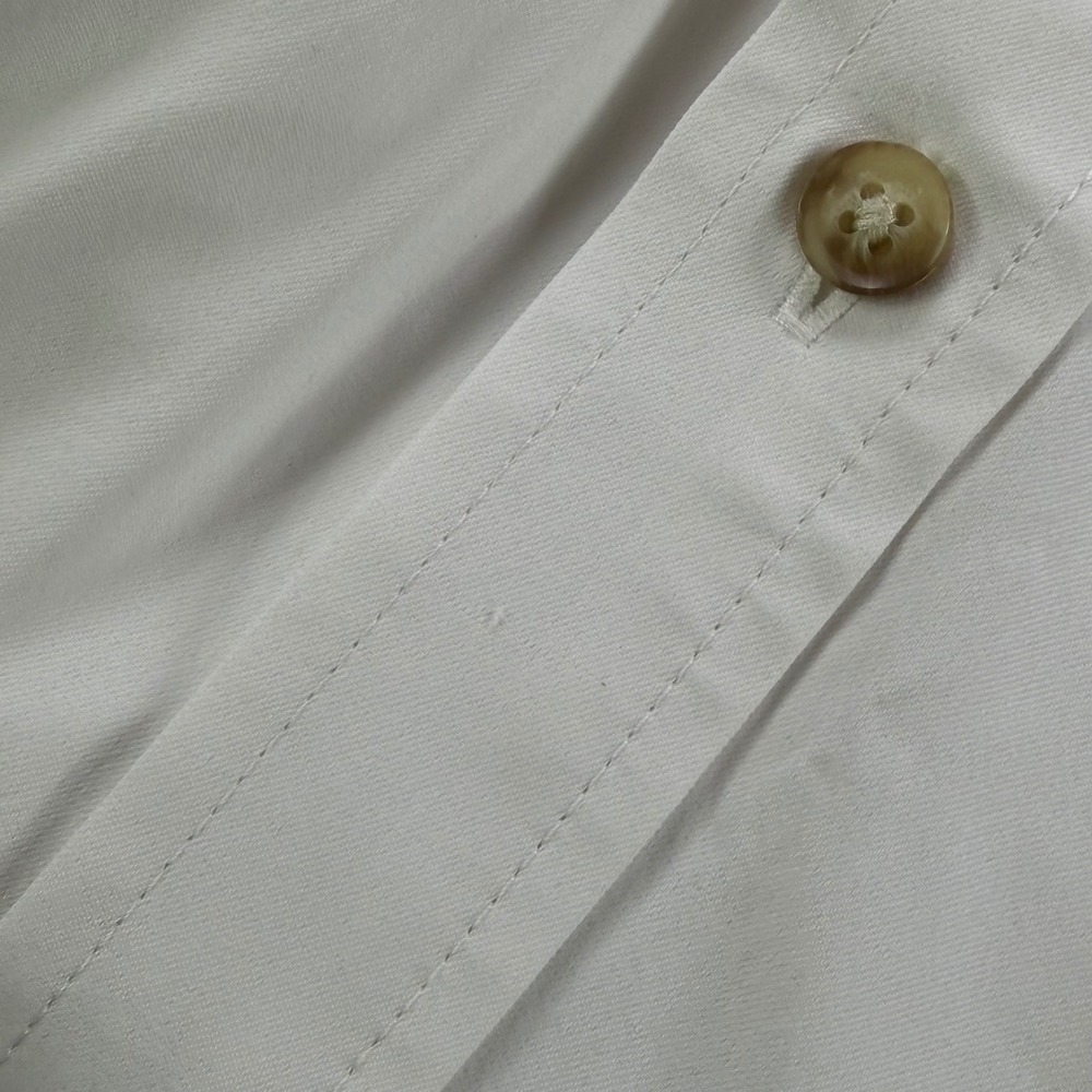 Poncho Outdoors White Long Sleeve Button Shirt Men Medium Regular Fit Embroidery - Picture 6 of 14